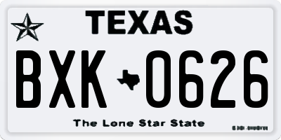 TX license plate BXK0626