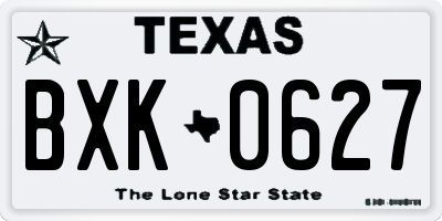 TX license plate BXK0627