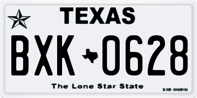 TX license plate BXK0628