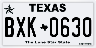 TX license plate BXK0630