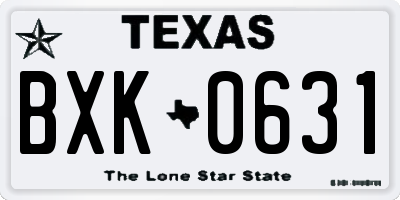 TX license plate BXK0631