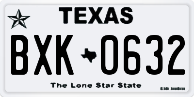 TX license plate BXK0632