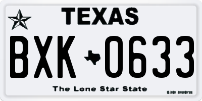 TX license plate BXK0633