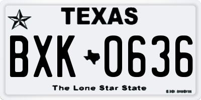 TX license plate BXK0636