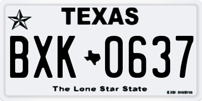 TX license plate BXK0637
