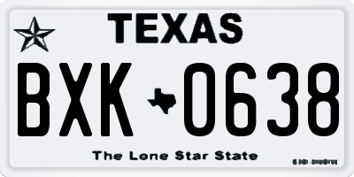 TX license plate BXK0638