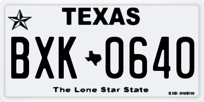 TX license plate BXK0640