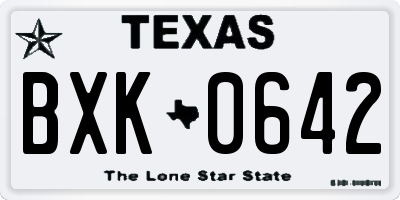 TX license plate BXK0642