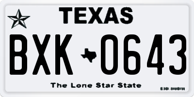 TX license plate BXK0643