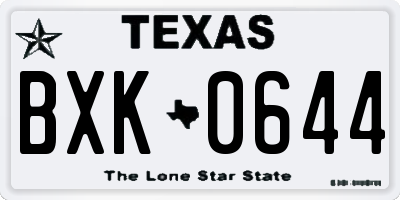 TX license plate BXK0644