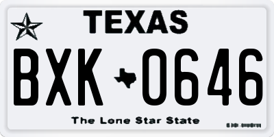 TX license plate BXK0646