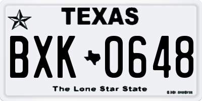 TX license plate BXK0648