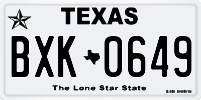 TX license plate BXK0649