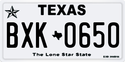 TX license plate BXK0650
