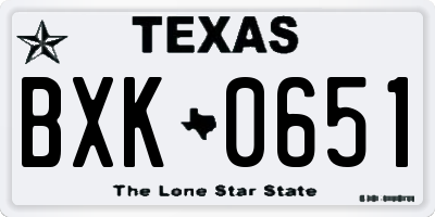 TX license plate BXK0651