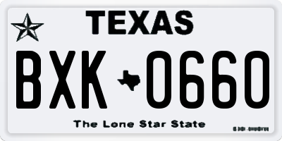 TX license plate BXK0660