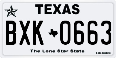 TX license plate BXK0663