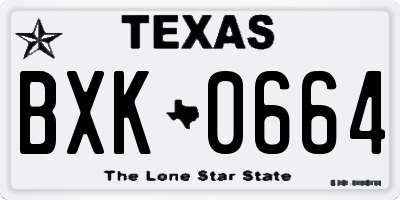 TX license plate BXK0664