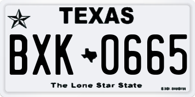 TX license plate BXK0665