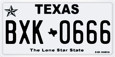 TX license plate BXK0666