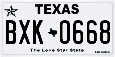 TX license plate BXK0668