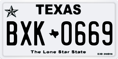 TX license plate BXK0669