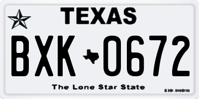TX license plate BXK0672