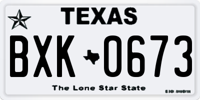 TX license plate BXK0673