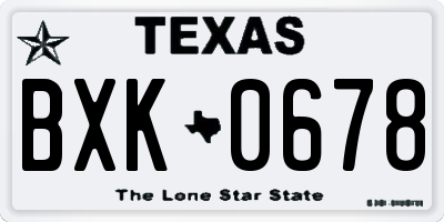TX license plate BXK0678