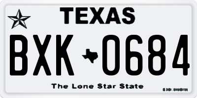 TX license plate BXK0684