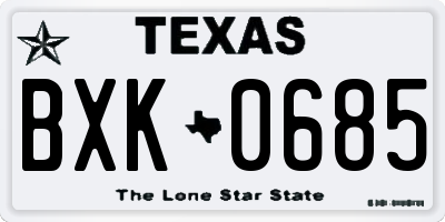 TX license plate BXK0685