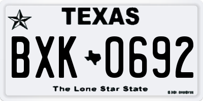 TX license plate BXK0692