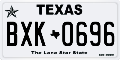 TX license plate BXK0696