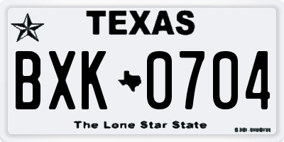 TX license plate BXK0704