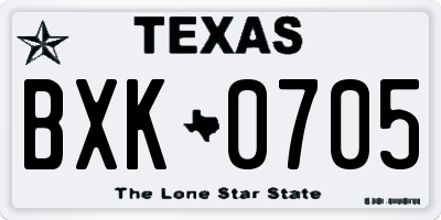 TX license plate BXK0705