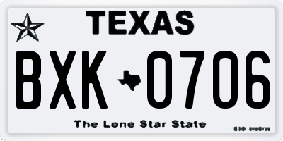 TX license plate BXK0706