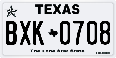 TX license plate BXK0708