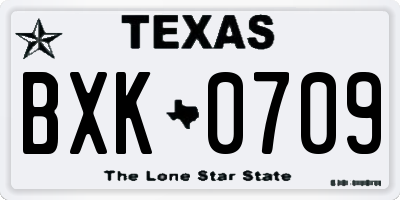 TX license plate BXK0709