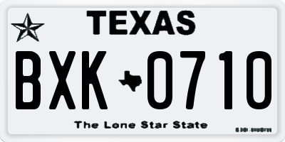 TX license plate BXK0710