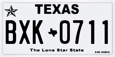 TX license plate BXK0711