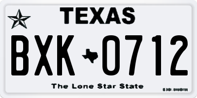 TX license plate BXK0712