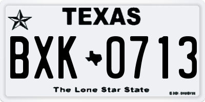 TX license plate BXK0713