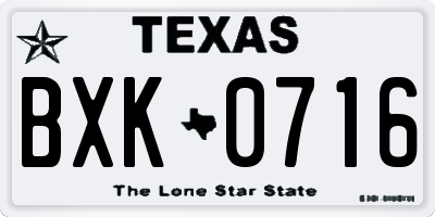 TX license plate BXK0716