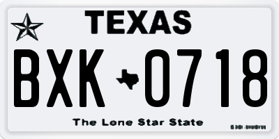 TX license plate BXK0718