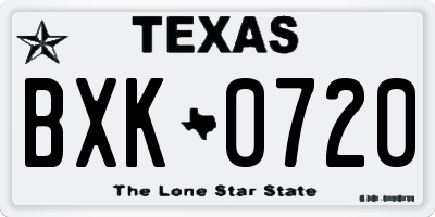 TX license plate BXK0720