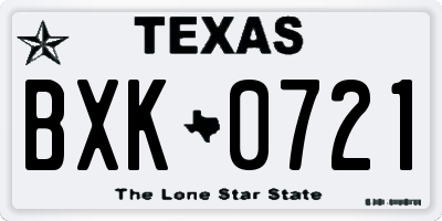 TX license plate BXK0721