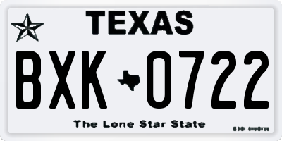 TX license plate BXK0722