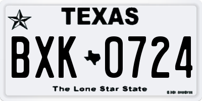 TX license plate BXK0724