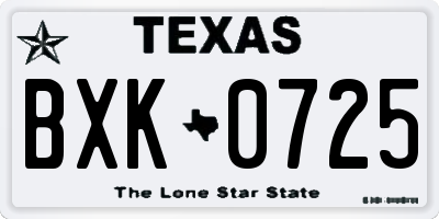 TX license plate BXK0725
