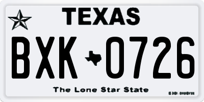 TX license plate BXK0726